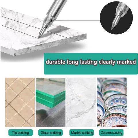 Kickass Rugged Double Tip Tungsten Carbide Scriber Set Precision Marking Pen For Metal Glass Ceramic Marble Tile And Stone Engraving Tool Five Piece Pack used on marble and glass.
