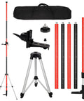 Heavy-Duty 12 Ft Laser Level Pole Kit with Tripod for Rotary and Line Lasers Pro Grade Adjustable Telescoping Pole components in package