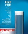 Packaging of Epoxy Repair Putty For Quick Fixes Handy Two Part Moldable Adhesive That Bonds To Damp Surfaces And Cures Underwater For Small Emergency Repairs 2 Oz Stick 1 Pack