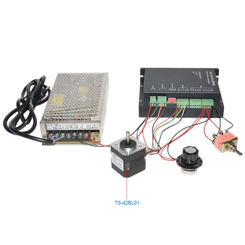 42mm Diameter BLDC 24V 5000RPM brushless 3 phase small DC motor for DIY builds with controller and wiring setup.