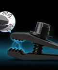 Close-up of heavy duty tarp clip with locking thumb screw and crocodile teeth for strong grip on tarps and canopies