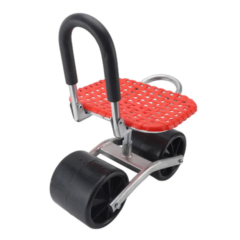 Wheeled Garden Stool With Adjustable Height Iron Construction Movable Labor Saving Patio Seat For Lawn Yard Outdoor Planting