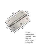 Legit 304 Stainless Steel Folding Butt Hinges Rock Solid Rust Proof Cabinet Door Connectors For Drawers Boxes And Windows Heavy Duty Mounting Screws Kit 3 Inch Size dimensions with holes and hinge pin.