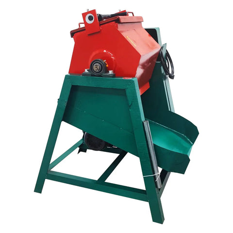 Industrial Grade Electric Vibratory Tumbling Polisher With 17.7 Inch Drum For Metal Deburring Chamfering And Surface Grinding At 45 Rpm, green and red with large drum.