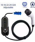 Level 2 EV Charger For Home And Garage 7kW 32A 1 Phase Type 2 Connector with 5M Cable and CEE Plug IP67 Waterproof and Fire Resistant