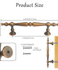 12 Pack Antique Brass Cabinet Pulls And Handles For Drawers, Closets, Dresser And More, 110 mm Hole Center, product sizing details