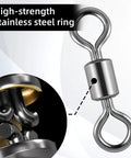 100 Pcs Micro Swivels for Fly Fishing Stainless Steel Small Rolling Barrel Swivels High Strength Hook Line Connector Tackle Gear with Black Coating Pro Grade Fishing Accessories, stainless steel ring swivel