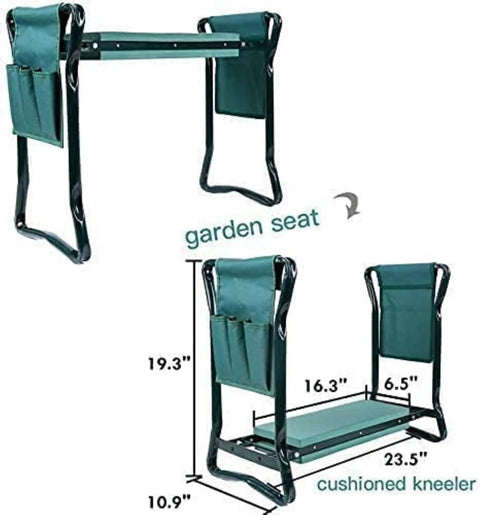 Heavy Duty Garden Kneeler And Seat With Two Tool Pouches, Foldable Garden Bench Stool, Portable Kneeling Chair For Weeding And Planting