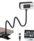 Super Sharp 4K Streaming Webcam With Auto Focus And Soft Key Light For Pc Laptop Desk Setup with adjustable gooseneck clip.