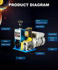 Electric Wire Stripper Machine For Scrap Copper Automatic 0.06 To 1 Inch Wire Stripping Five Channel Copper Wire Stripper Power Tool With 180W Motor For Leftover Cable Recycling, displaying blade adjustment knob, start button, locking bolt, and motor.