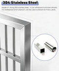 Close-up of heavy duty 304 stainless steel window security bars showing strong construction and durability for outdoor use.
