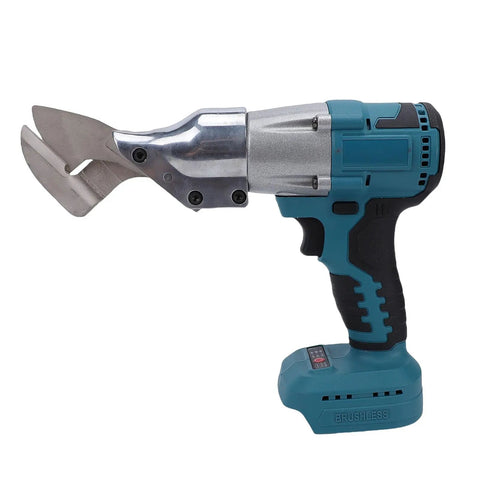 Eminchu Cordless Electric Metal Shears With 360 Rotating Head And Variable Speed Control, featuring a steel blade for cutting.