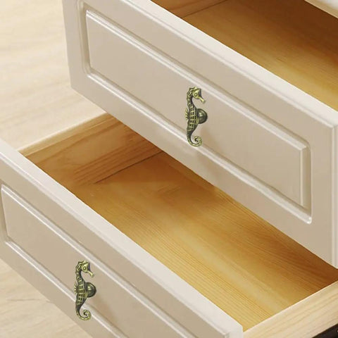 Dope Seahorse Style Zinc Alloy Cabinet Pull Handle In Matte Black on white drawers, animal design accent