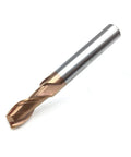 Top Shelf 2 Flute Carbide End Mill With HRC55 Tungsten Steel And Smooth Alloy Coating For CNC Woodworking, angled view.