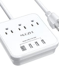Six Foot Power Strip With Three Outlets And Four USB Ports Including One USB C For Cruise Ship Travel And Home Office Use No Surge Protection ETL Listed White