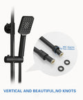 Extra Long Matte Black Stainless Steel Shower Hose Extension With Flexible Handheld Sprayer, 118 Inch, leak-free gaskets