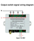 Four Channel Wireless Remote Control Switch Kit 433MHz 12V 24V 36V 10A Receiver With Two Transmitters For Garage Doors Motors Industrial Equipment And Home Automation Simple Install Wide Voltage Range Durable Build wiring diagram, 4-channel receiver