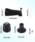 Matte black Shower Trim Kit for Three Handle Tub Shower Faucets showing spout, hot knob, base, and screw dimensions.