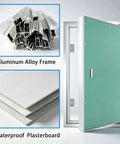 Sturdy Aluminum Alloy Recessed Drywall Access Panel Featuring Slick Flush Mount No Sweat Paint Match Seamless Ceiling Blend Easy Lift Handle with aluminum frame and waterproof plasterboard.