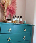Set Of 6 Gold Color Bronze Alloy Cabinet Knobs With 4 Leaf Clover Design 50mm Drawer Pulls For Kitchen Cupboards Wardrobes And Dressers Screws Included Sleek Modern Hardware For Home Decor Upgrade on teal dresser