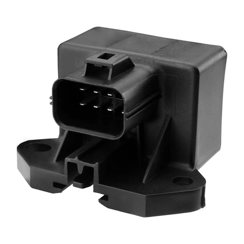 Fuel Pump Relay Module Replacement FD1026 for Ford F150 E250 Flex Taurus Transit Edge Escape Expedition Fusion and Lincoln Mercury, black plastic housing, front view