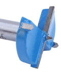 Close-up view of Concealed Hinge Jig 35mm Drilling Guide For Frameless Cabinets And Wardrobes, shown in blue and metal.