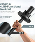 Hand holding Wrist And Forearm Strength Trainer With Optional 1 Inch Standard Or 2 Inch Olympic Plates And Collar, close-up