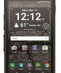 Heavy Duty Android Phablet With Massive Five Point Seven Inch Screen And Solid 4G LTE showing home screen and apps in matte black finish.