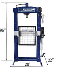 Badass 30 Ton Manual Shop Press With Quick Pump And Foot Pedal For Metal Bending Stamping Straightening Built Like A Tank For Serious Auto Work, 64.96 by 28 by 22 inches.