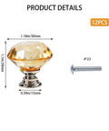 Upgrade Your Cabinets With These Slick Yellow Crystal Drawer Knobs Featuring Diamond Cut Design Solid Aluminum Base And Includes Mounting Hardware For Fast Easy Installation To Totally Elevate Your Entire Decor Game, showing dimensions and screw.