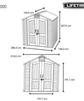 Built Tough Outdoor Storage Shed 7 x 4.5 Ft With Steel Reinforced Construction, Maintenance Free Double Wall HDPE, Floor Included diagram