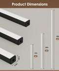 Six Piece Slat Wall Light Kit For Wood Panels With Adhesive Black LED Strips dimensions: 16, 24, 40 inch lengths, warm dimmable lighting