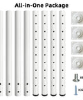Heavy Duty Adjustable Table Legs 24 To 40 Inch Metal Base With Twist Adjust Leveling Pads Set Of 4 white steel legs with mounting hardware.