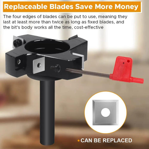 Half Inch Shank CNC Spoilboard Surfacing Router Bit with replaceable carbide insert and four wing design