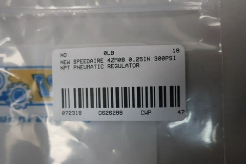 Label on package of Pneumatic Regulator 1/4 Inch NPT Fitting 300 PSI Max Heavy Duty Air Tool Pressure Control Valve