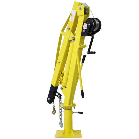 Badass 2000 Lb Pickup Truck Crane With Hydraulic Hand Winch And Extendable Jib Engine Hoist Serving As Heavy Duty Gear For No Sweat Lifting And Everyday Garage Grind In Bright Yellow