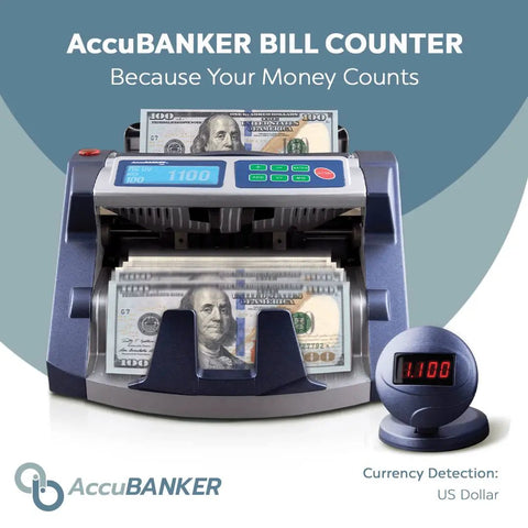 Commercial Grade Money Counter With Ultraviolet And Magnetic Counterfeit Detection, 200 Bill Hopper, Handles Up To 1300 Bills Per Minute displayed.