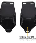 Hella Strong Steel LS Swap Motor Mounts For 67 To 72 Chevy C10 Pickup with black powder-coated finish.