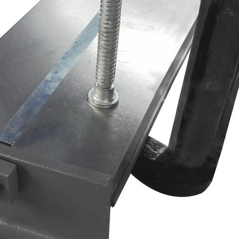 Close-up of 30-Inch Manual Sheet Metal Brake With 2 C-Clamps, shown with clamp detail, part of Portable Steel Bender Tool setup.