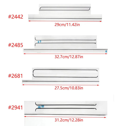 High Adhesion LCD Adhesive Strips for Notebook Screen Repair showing four sizes for models A2442, A2485, A2681, A2941.