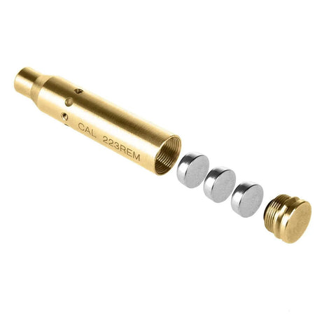 Laser Bore Sight For 223 5.56mm Red Dot, disassembled brass casing with batteries, fast, accurate zeroing tool for AR optics