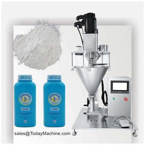 Workhorse Semi Automatic Auger Powder Filler With Precision Volumetric Dosing Cups For Flour Coffee Detergent And Cosmetic Jar Packing Rock Solid Operation with jars and powder