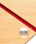 Badass 2 Pack Aluminum T Track 15.75 Inch 3/4 Universal Double Cut Design With Pre Drilled Mounting Holes And Wood Screws For Woodworking Jigs Drill Press Tables And Shop Fixtures Glides Smooth on wood surface with metal detail.