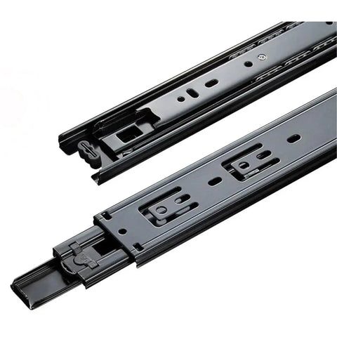 Heavy Duty 3 Way Cold Rolling Steel Drawer Slide Black Three Section Track Rail With Smooth Glide for drawers