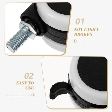 Close-up view of Beefy Heavy Duty Furniture Caster Wheels 4-Pack With Brakes, showing durable nylon and iron construction.