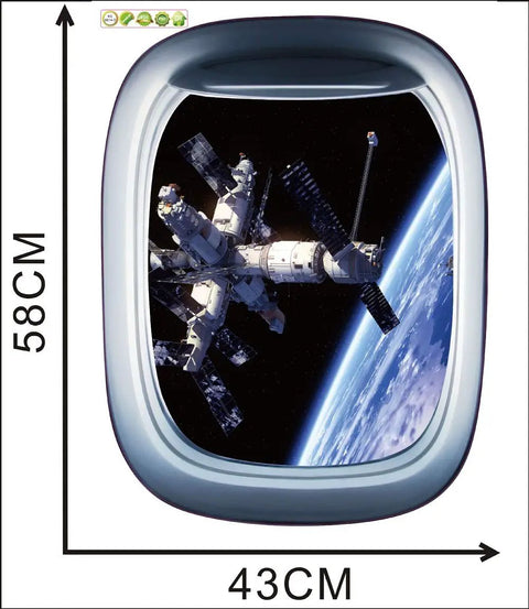 3D Planet Universe Galaxy Space Wall Decals Set With Spacecraft And Astronauts Peel And Stick Removable PVC Wall Murals