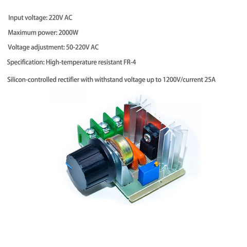 Close-up of Badass 5 Piece AC Motor Speed Controller Set, 220V, 2000W, featuring smooth knob adjustments and SCR regulation.