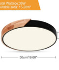 Dimmable 19 Inch Round LED Ceiling Light With Remote Sleek Modern Minimalist Black Flush Mount dimensions and wattage