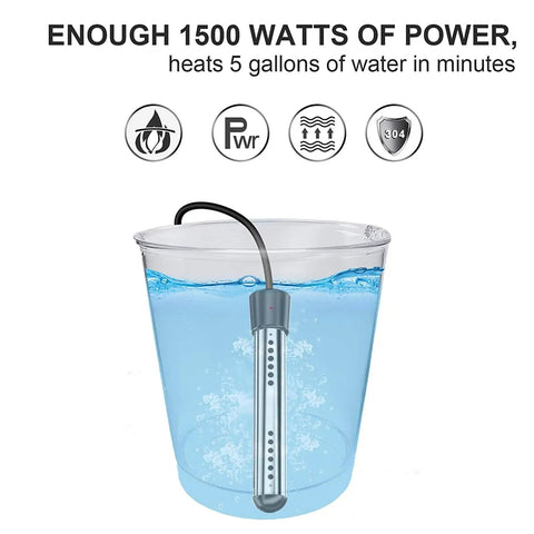 Built Badass Kickin Up The Heat Fast This Plug And Play 2000 Watt Immersion Water Heater in a bucket of water.