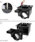 Ultra Quiet 140 CFM Bathroom Exhaust Fan With 1.0 Sone Operation 6 Inch Duct For Rooms Up To 140 Sq Ft Stainless Steel Energy Saving Ventilation UL Listed No Attic Access HVI 2100 Certified assembly steps showing screws and front panel removal.